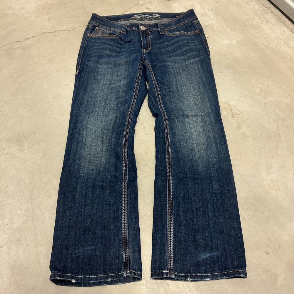 Seven7 Luxe Womens Bootcut Jeans Dark Wash Size 14 Blue Denim